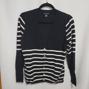 Willi Smith Black/White Striped L/S Cardigan. Size L